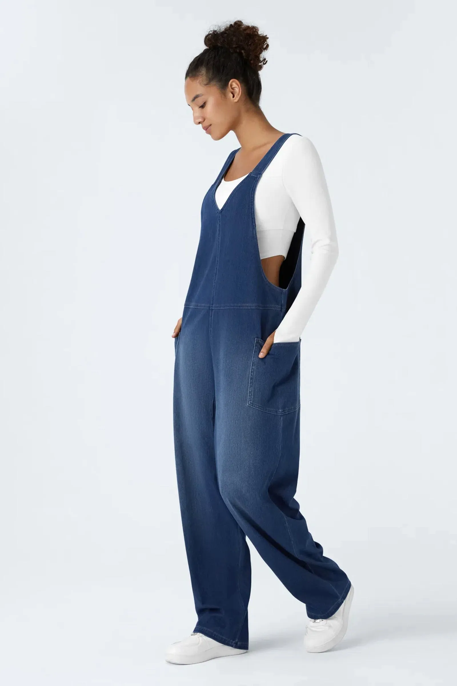 Snugz Super Stretch Denim Dungaree- Dark Blue