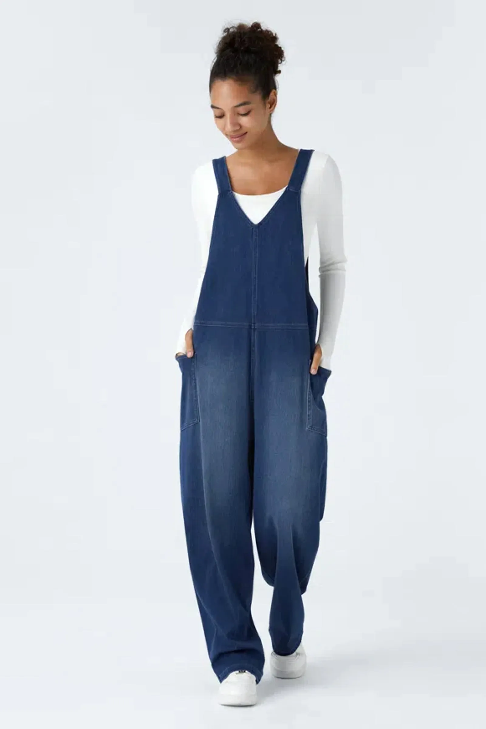 Snugz Super Stretch Denim Dungaree- Dark Blue