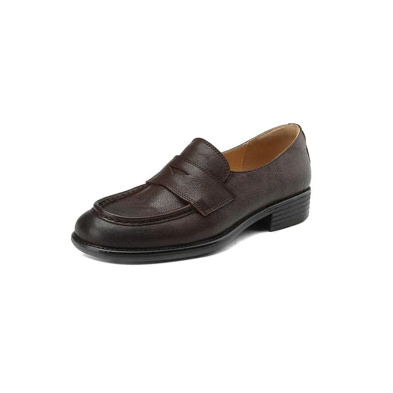 Soft Leather Penny Loafers for Women in Coffee/Black US5 to US10