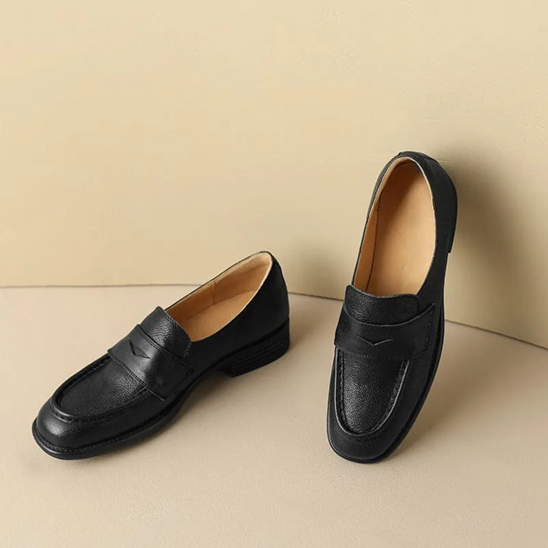 Soft Leather Penny Loafers for Women in Coffee/Black US5 to US10