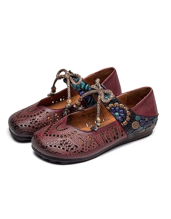 Spring Handmade Lace Up Retro Flat Shoes