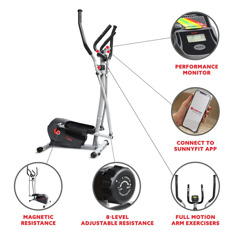 Sunny Health & Fitness Magnetic Smart Elliptical with Exclusive SunnyFit App Enhanced Bluetooth Connectivity - SF-E322902