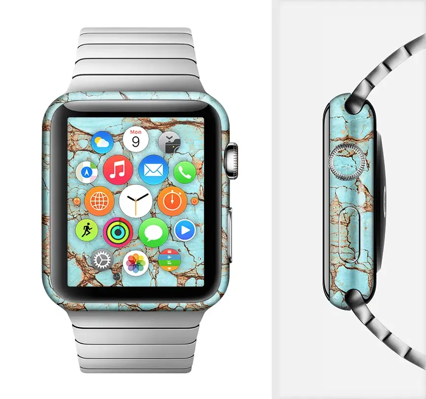 The Cracked Teal Stone Full-Body Skin Kit for the Apple Watch-Apple Watch Skin Kit