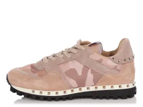 Valentino Suede and Camo Rockstud Sneakers