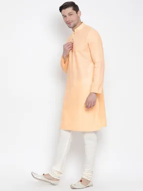 VASTRAMAY Beige Cotton Kurta and Pyjama