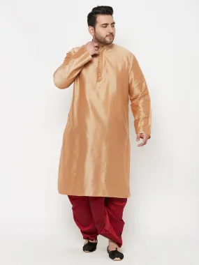 VASTRAMAY Rose Gold Silk Men's Kurta Set