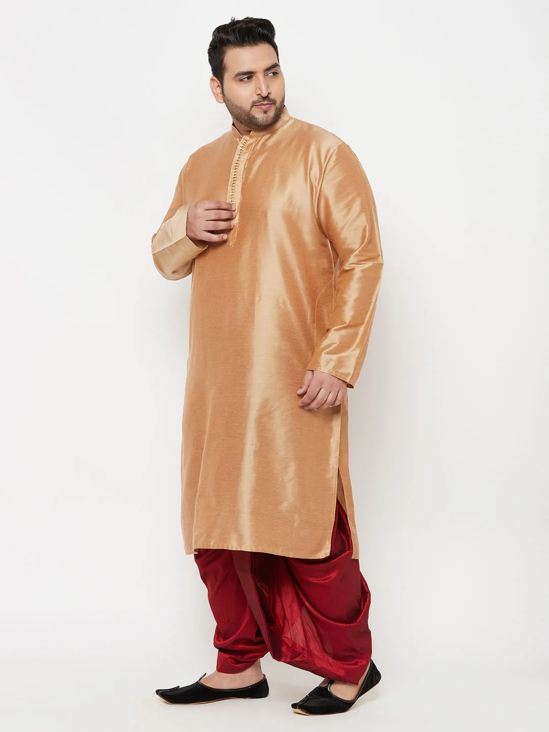 VASTRAMAY Rose Gold Silk Men's Kurta Set