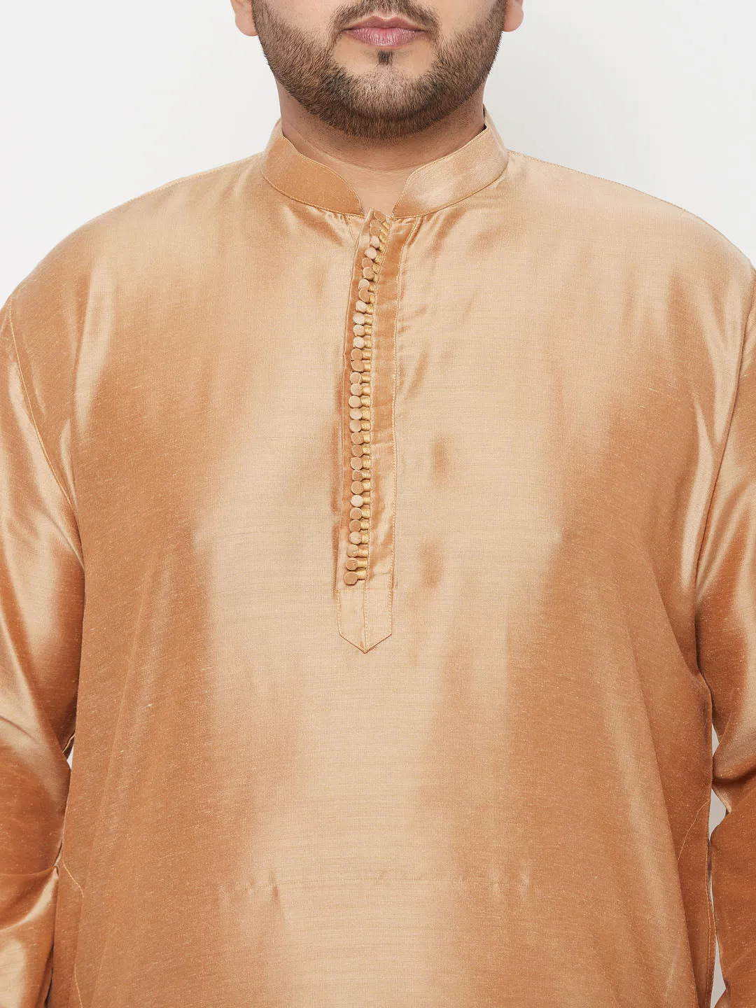 VASTRAMAY Rose Gold Silk Men's Kurta Set