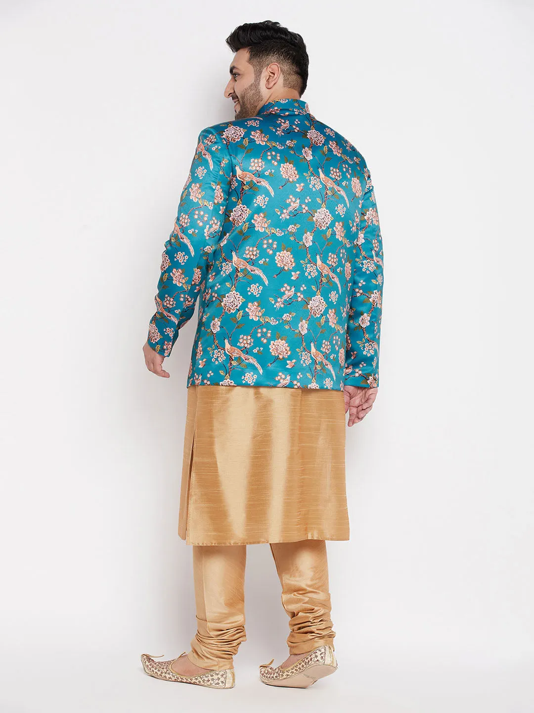 VASTRAMAY Turquoise Blue Silk Blend Jodhpuri