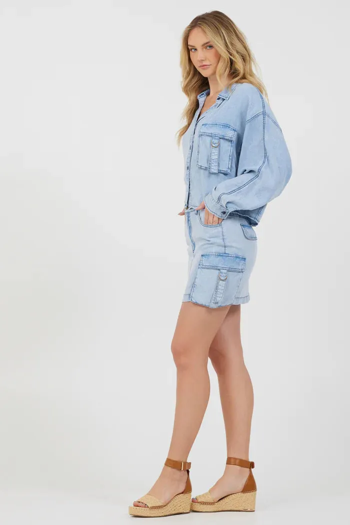 VH Light Wash Denim Cargo Skirt