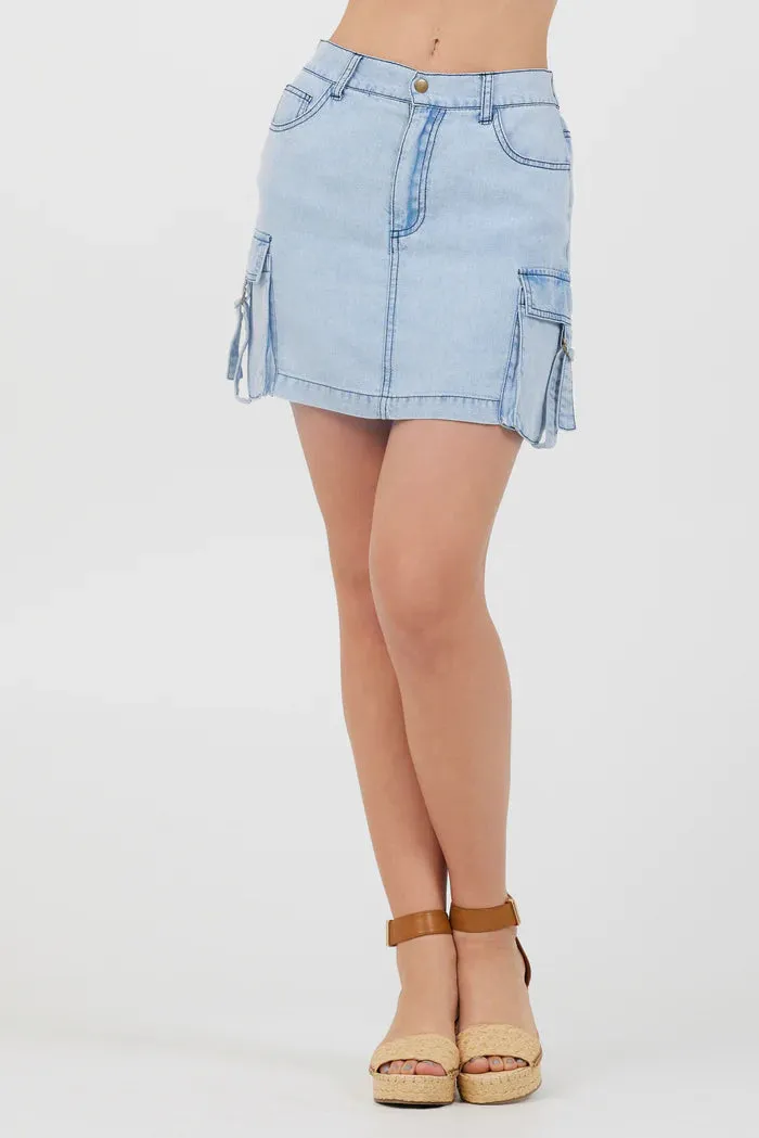 VH Light Wash Denim Cargo Skirt