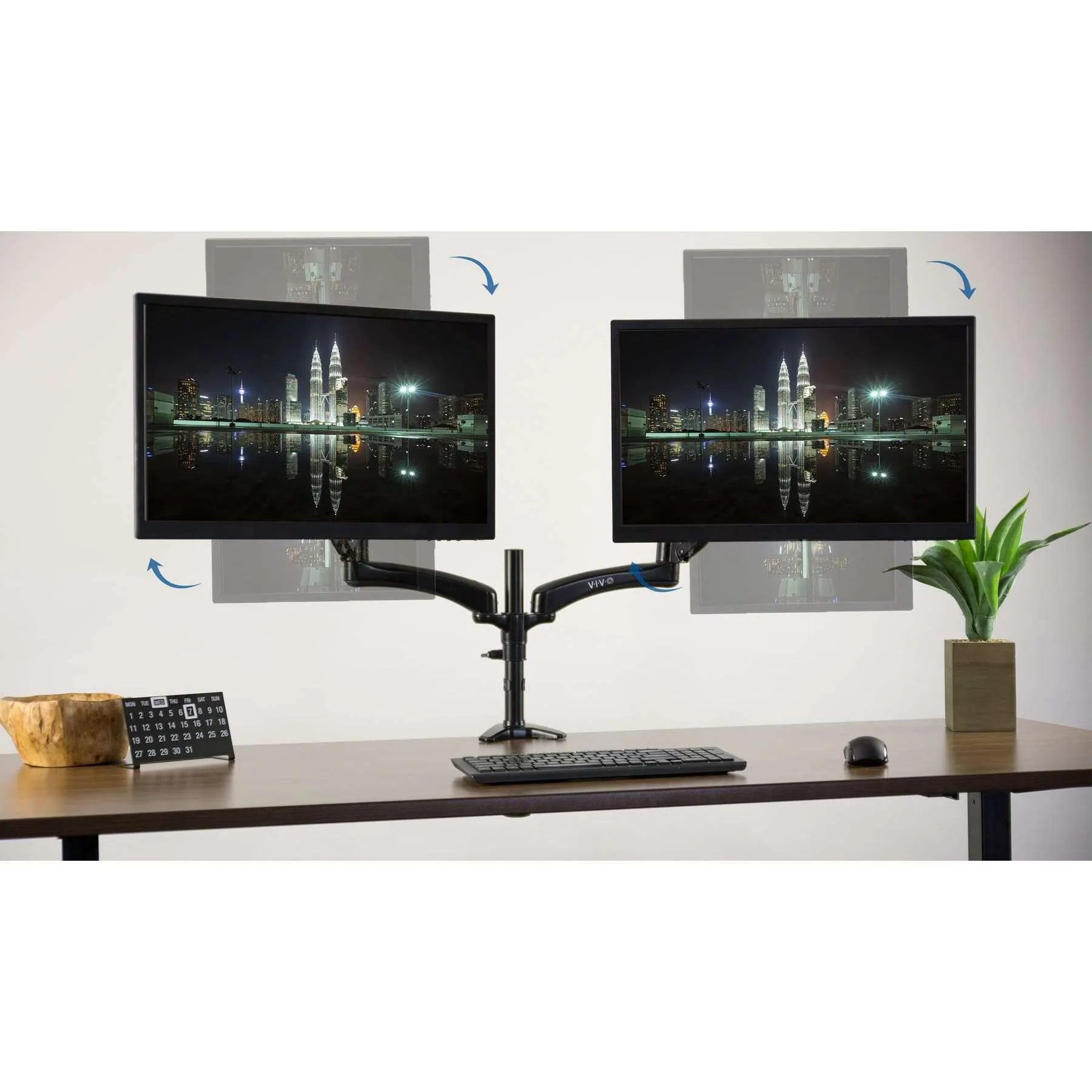 VIVO Pneumatic Arm Dual Monitor Desk Mount, STAND-V002JB,STAND-V002JW