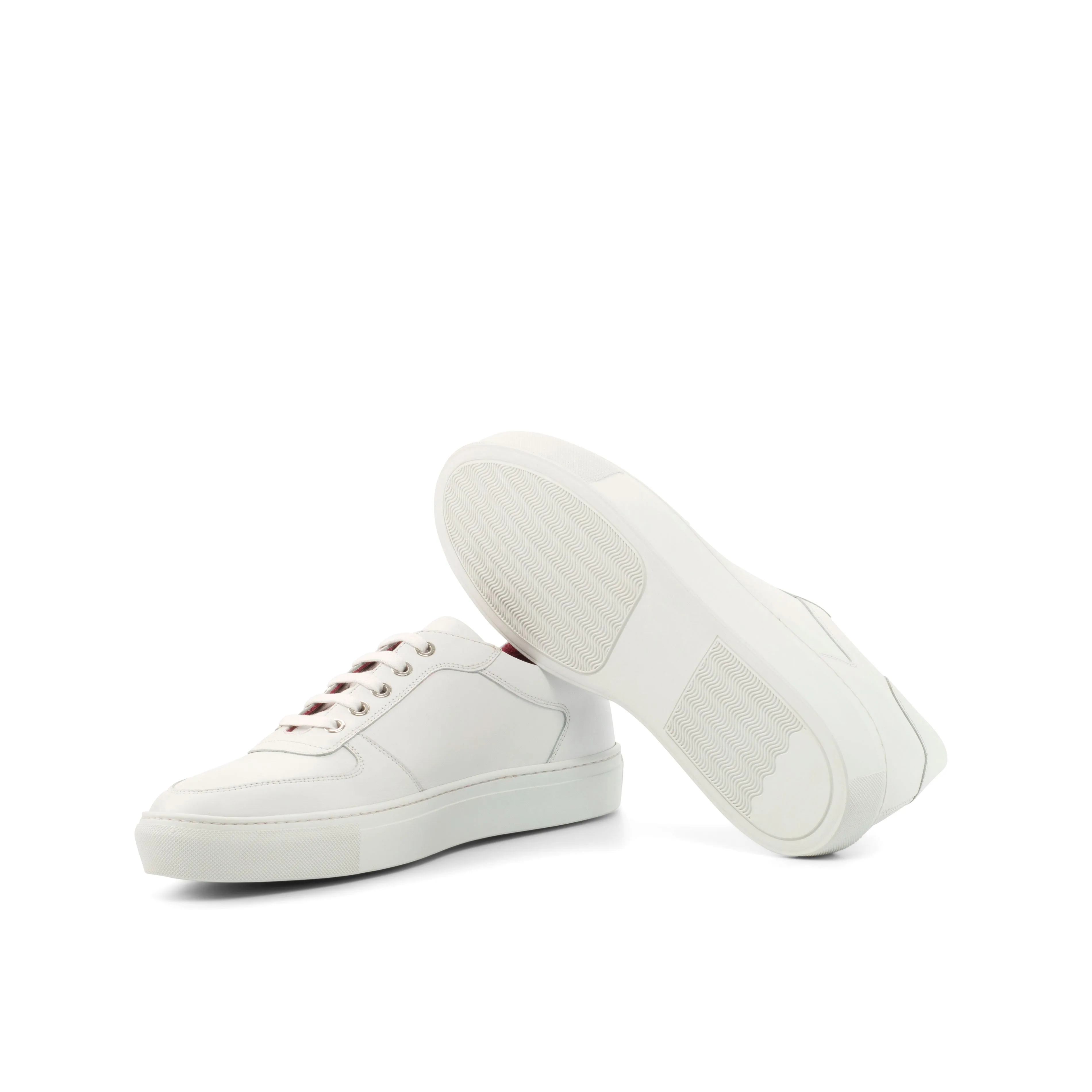 White Nappa Leather Low-Top Sneakers