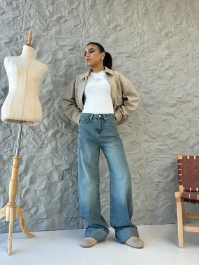 Wide Leg - Vintage Roll Ups Hems Jeans.