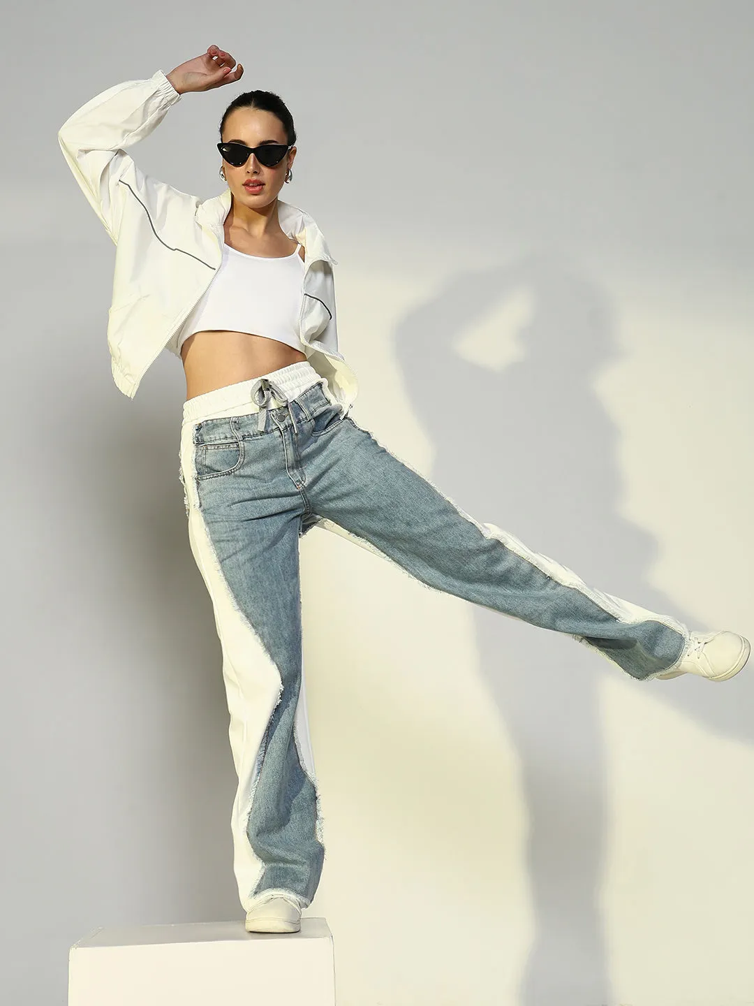 Women Solid White Jogger Jeans